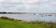 A photo of the view of Groomsport Harbour which featured a number of boats moored in the bay