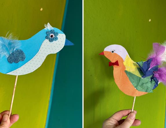 Handmade papercraft birds