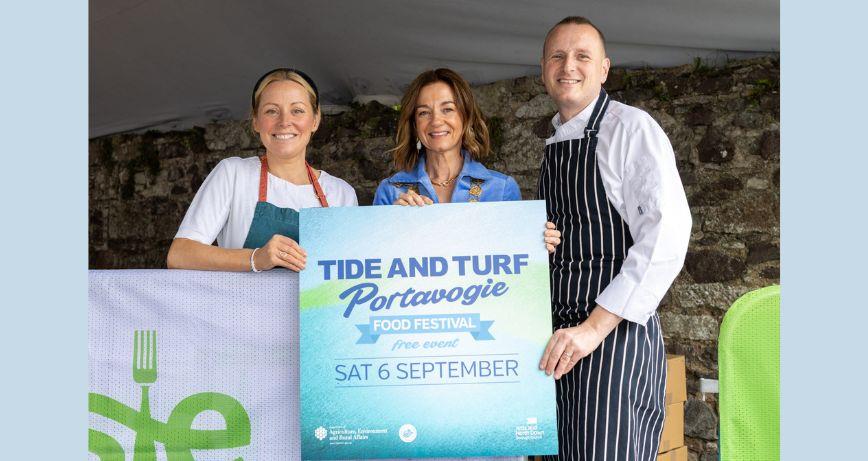 Celebrity Chef Anna Haugh with the Mayor of Ards and North Down, Councillor Gillian McCollum, and Paul Mercer (SERC).