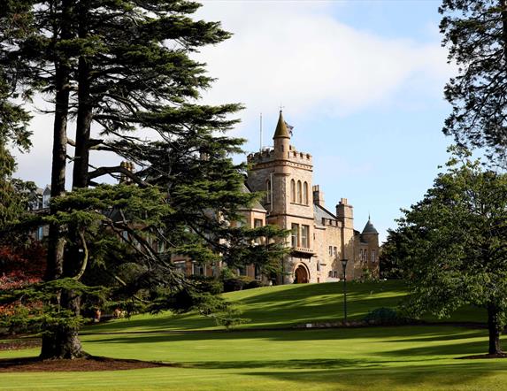 Outside view of the Culloden Estate and Spa from the lawn
