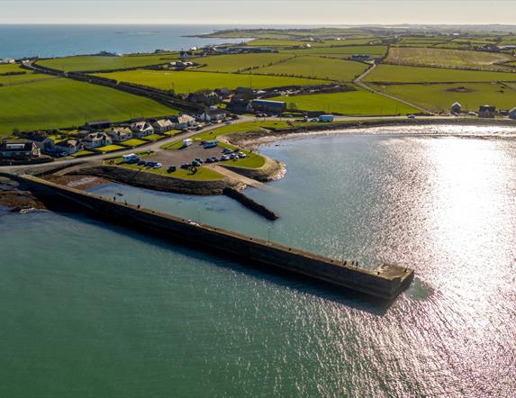Drone image of Burr Point the most easterly point in Ireland