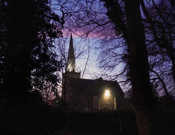 Bangor Abbey at dusk