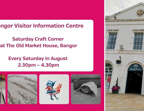 Grphic with details of the Craft Corner and image of the front of The Old Market House along with some craft images