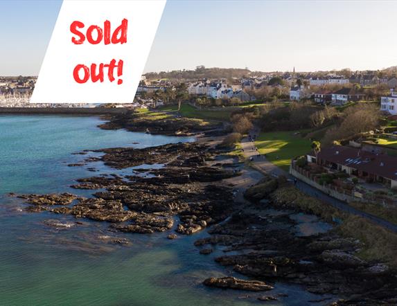 Birds eye view of Pickie towards Coastal Path with sold out note