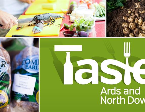 A collage of images representing Taste Summer and Comber Earlies Food Festival