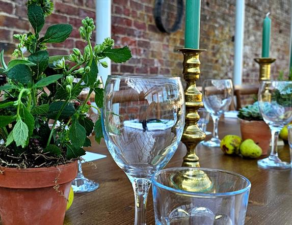 Table set for dining at the Walled Garden Helen's Bay