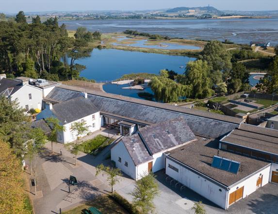 Aerial view of WWT Castle Espie wetland centre