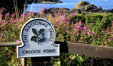 The National Trust sign for Orlock Point