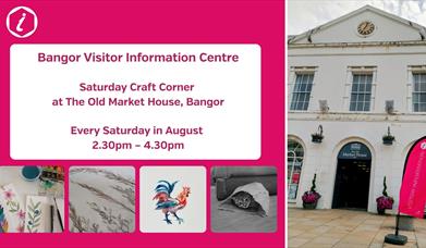 Grphic with details of the Craft Corner and image of the front of The Old Market House along with some craft images