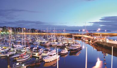 A photo of Bangor marina at sunset