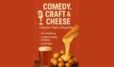 Image with beer, potatoes and cheese, as well as text of the event as in the listing