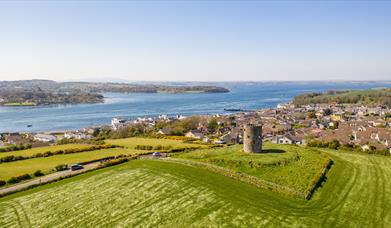 Views over Portaferry and Strangford Lough to Strangford, from Windmill Hill