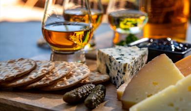 whiskey, cheese & crackers