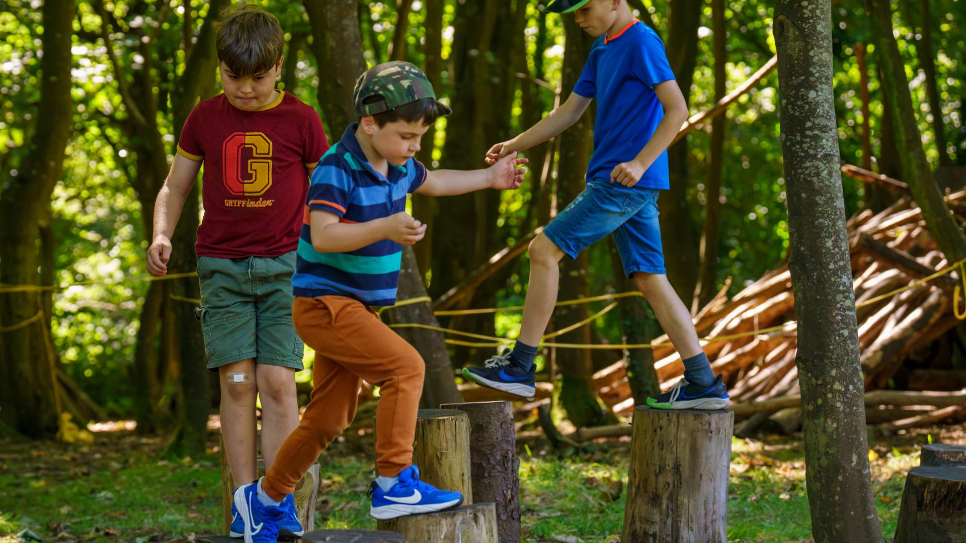 Children playing in the Natural Play Area