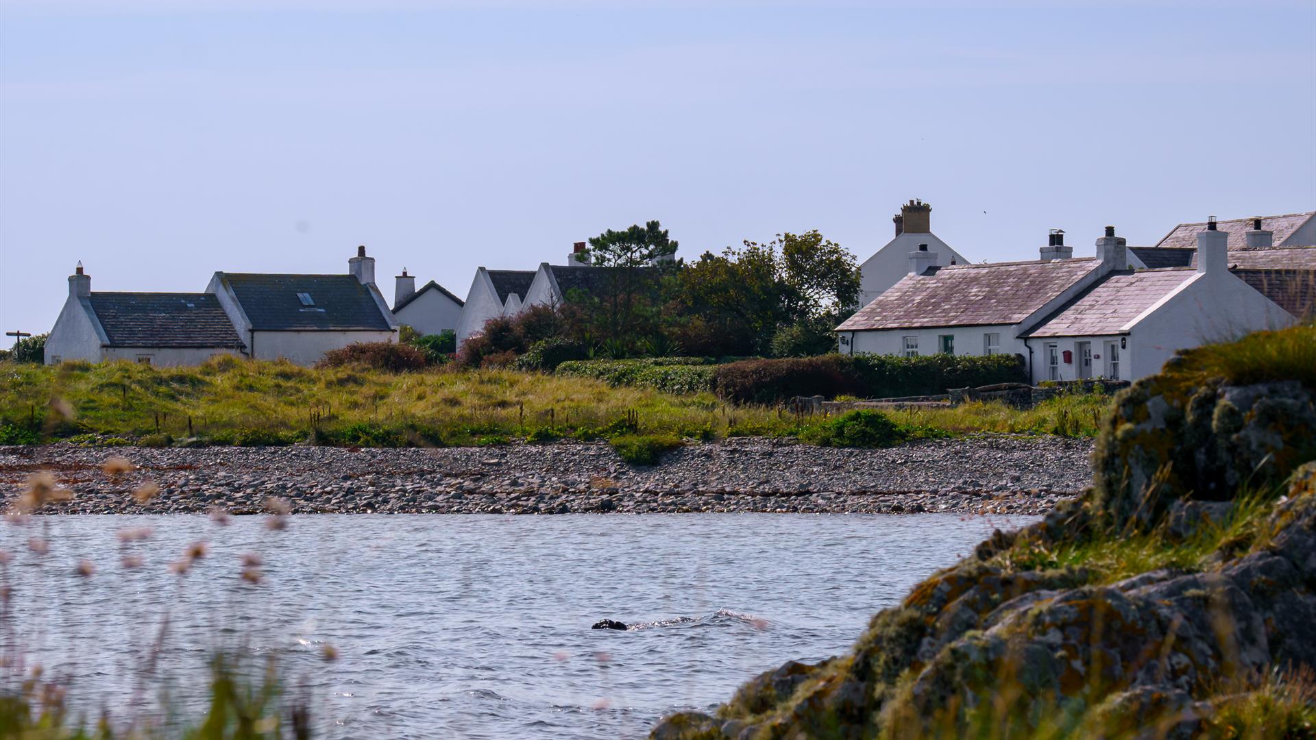 A view of Kearney village from the beach.