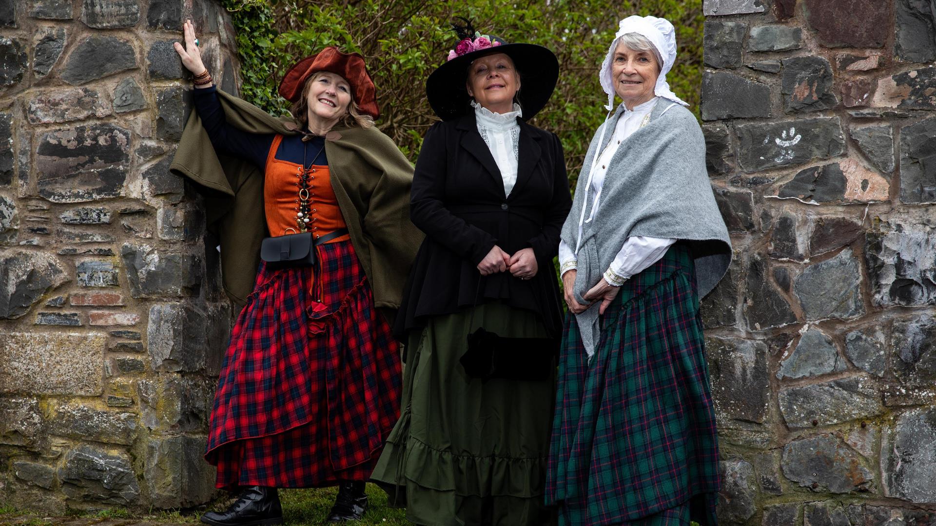 A promotional picture for the guided tour featuring 3 ladies in character dress - Image for promotion purposes only