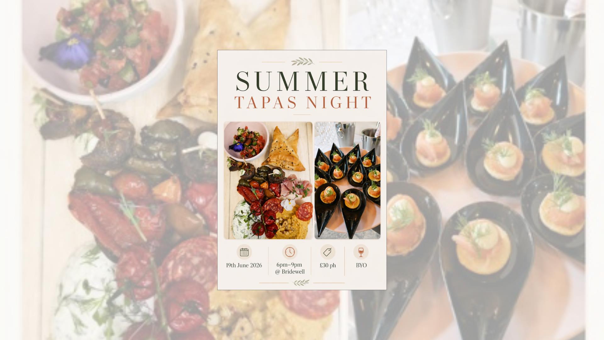 Summer Tapas Night at Bridewell Coffee poster