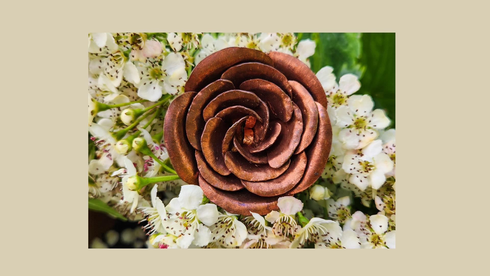 Copper rose by Lake and Oak Coppersmithing