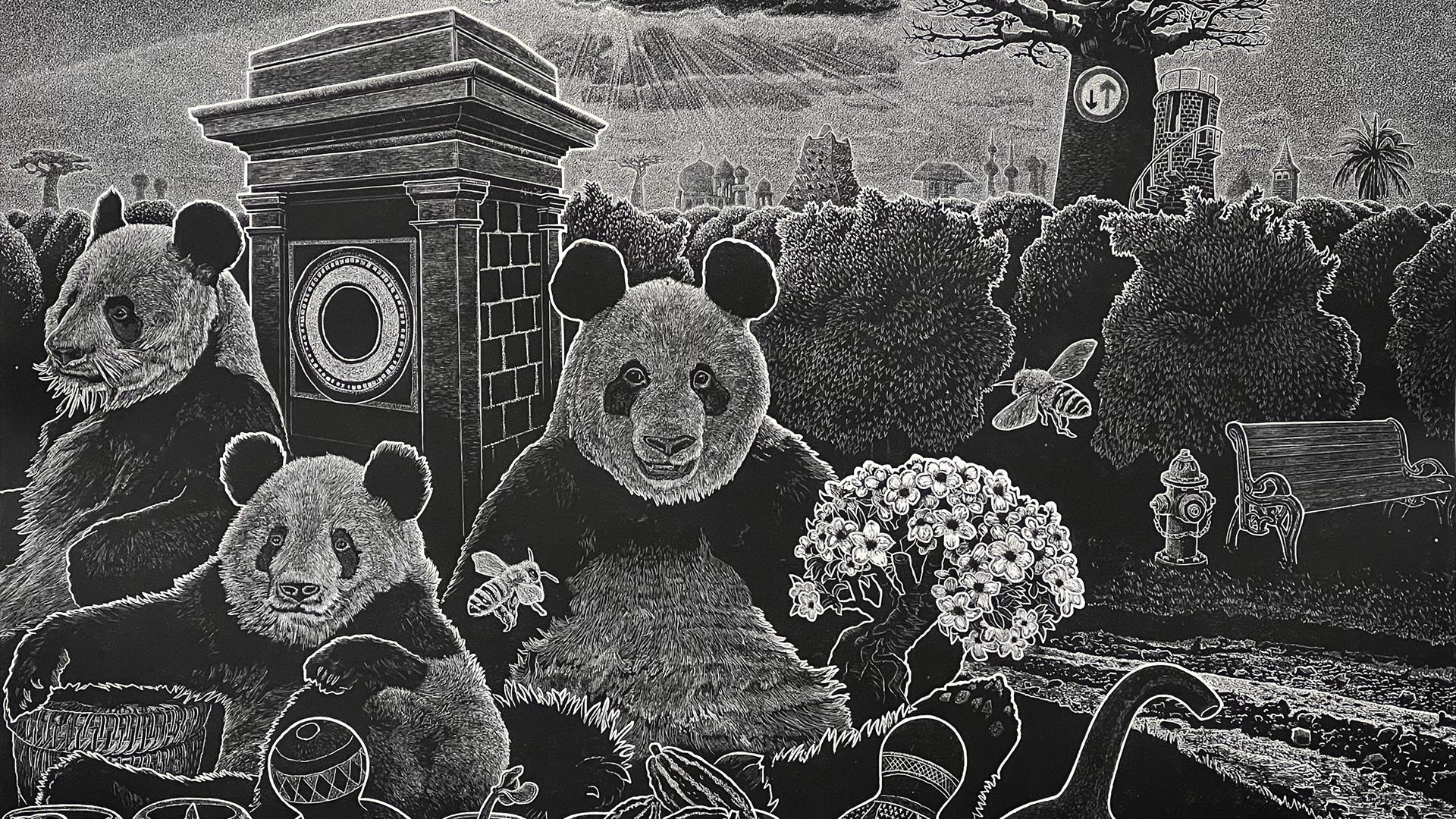 Cradle Linocut