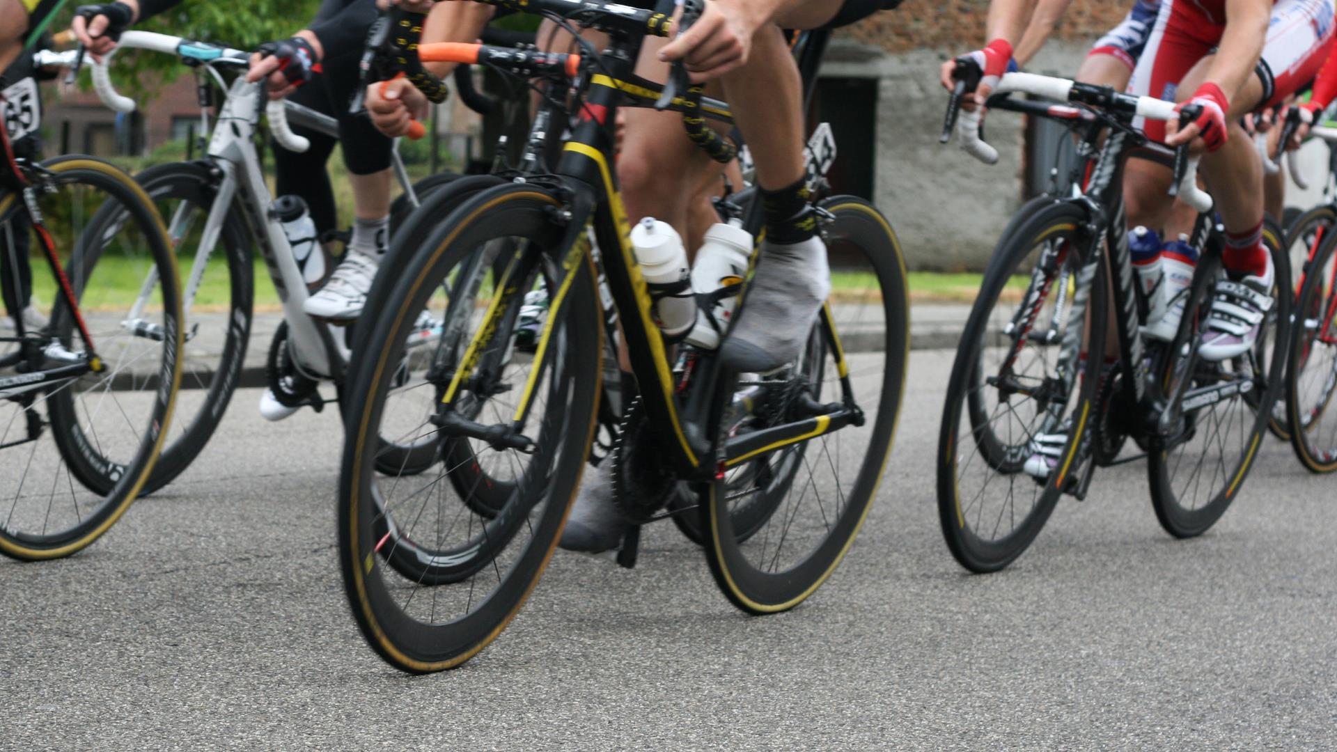 Cyclists racing on the road