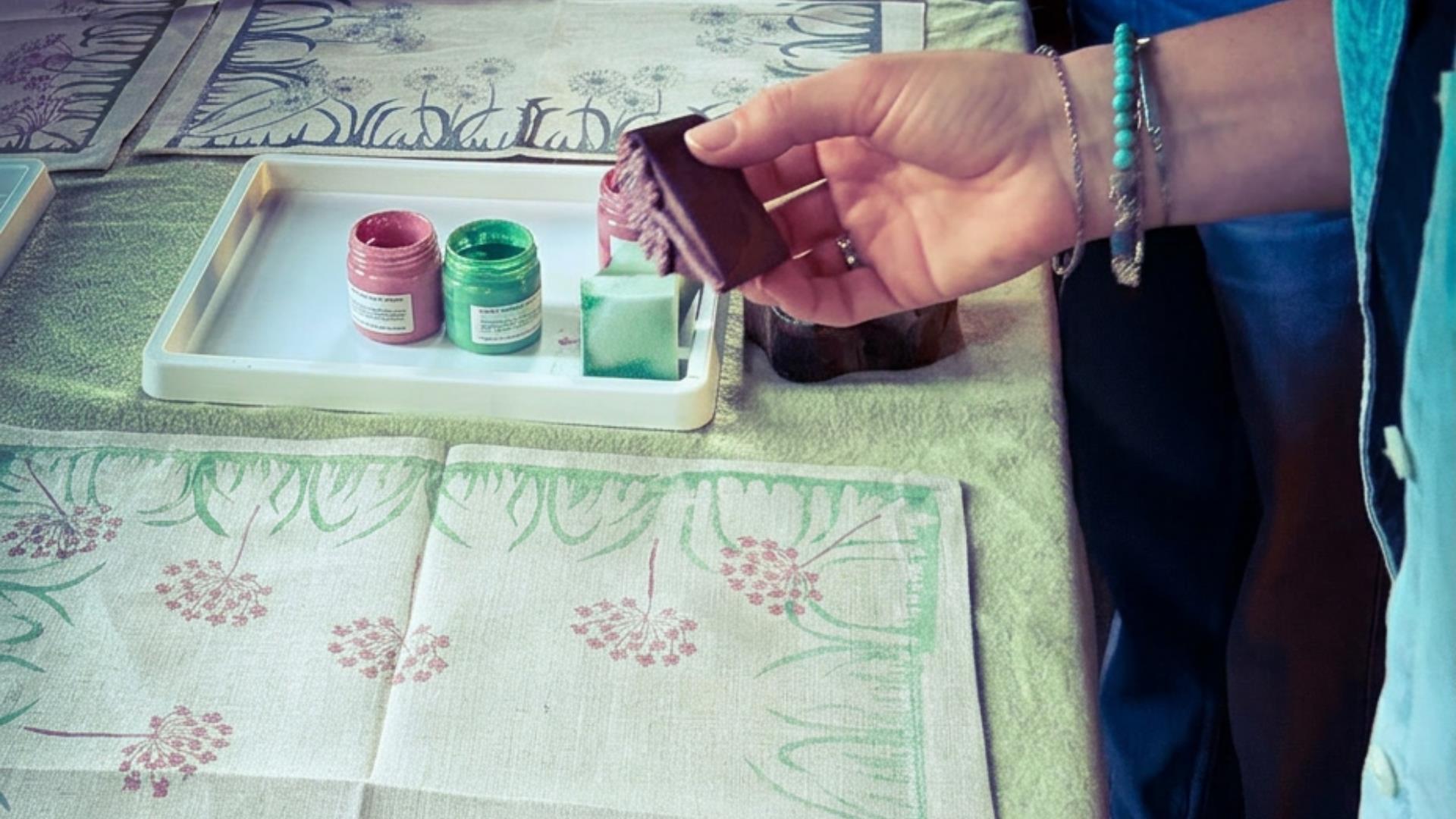Linen printing at Linen Schoolhouse