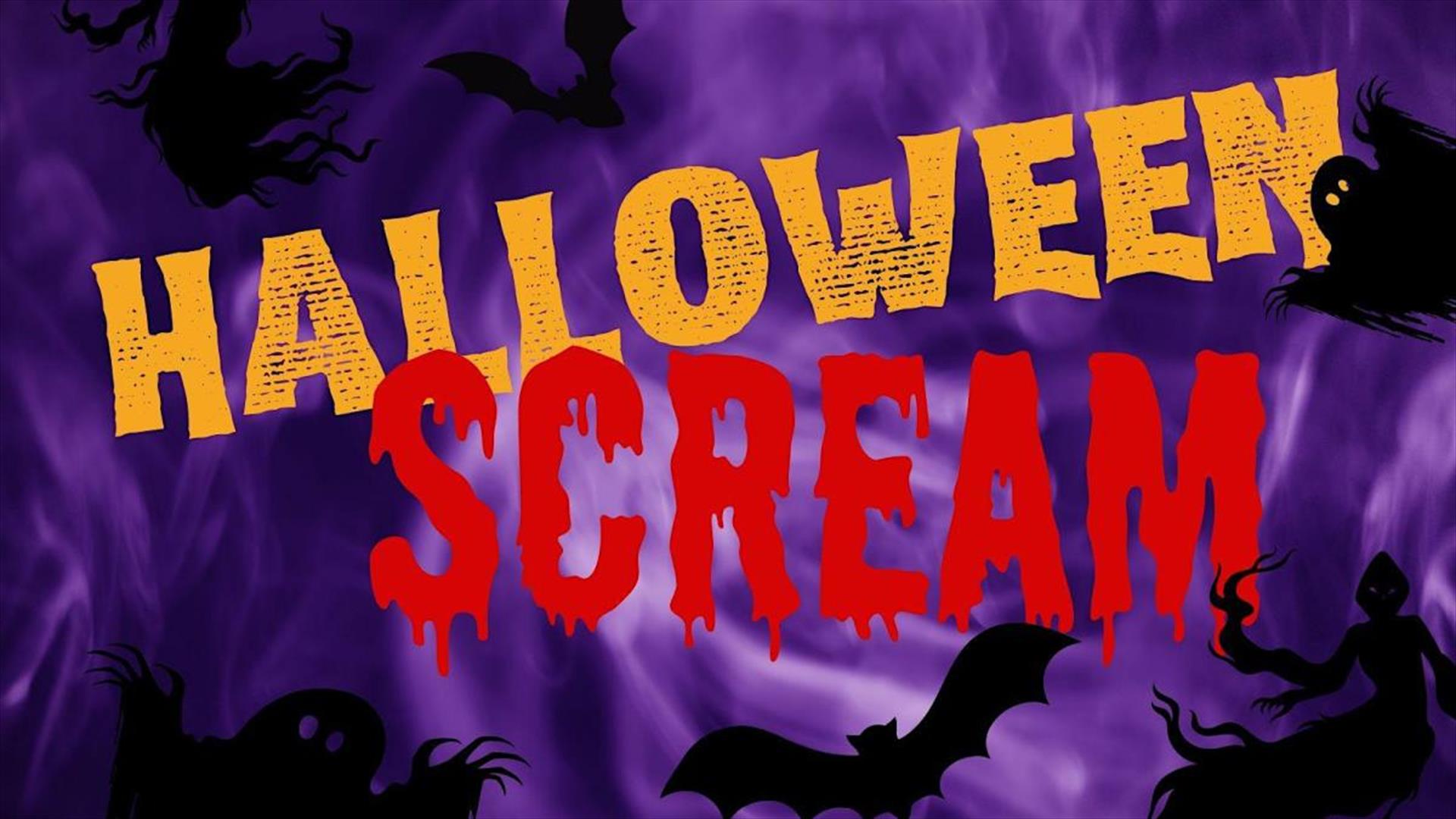 Halloween Scream  with bats and ghosts