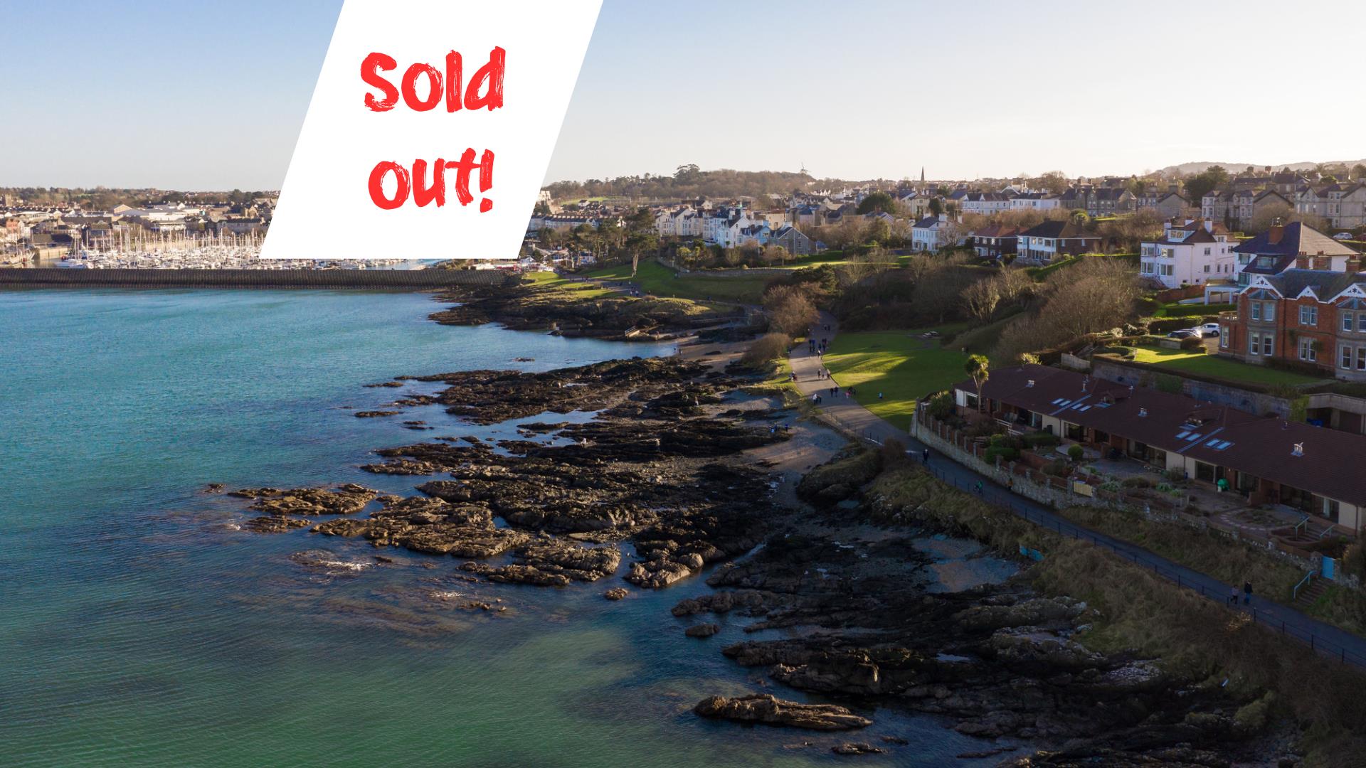 Birds eye view of Pickie towards Coastal Path with sold out note