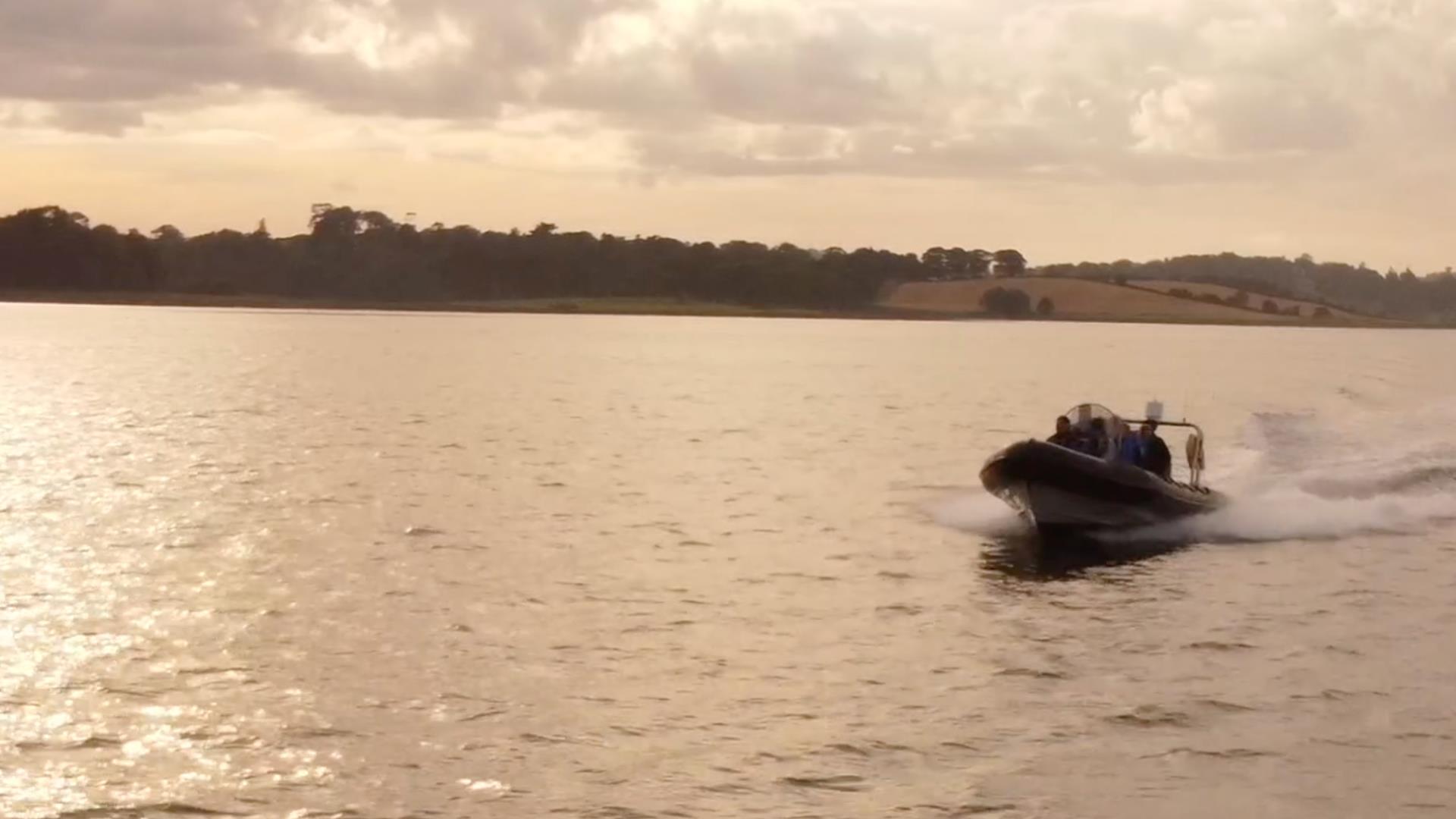 Rib on Strangford Lough at dusk
