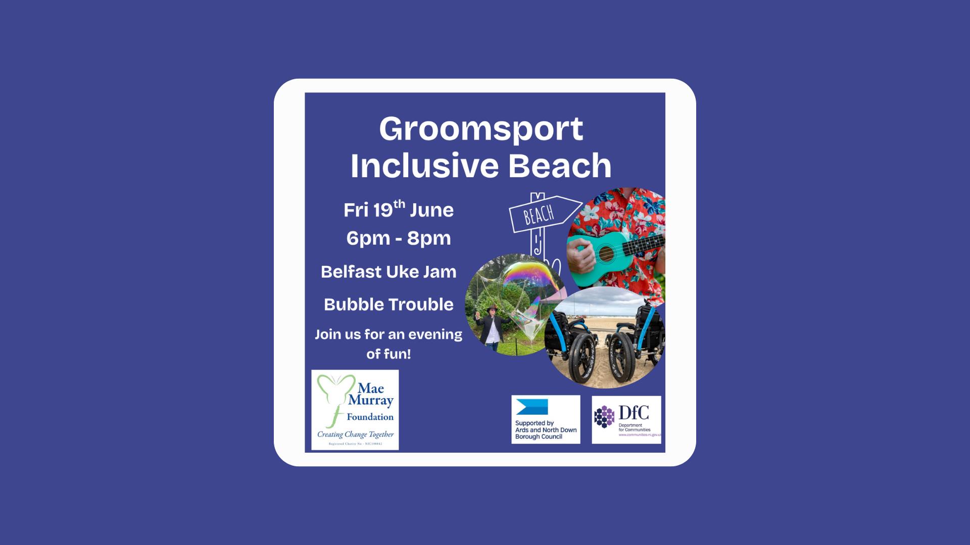 Groomsport Inclusive Beach with an image of a uke and