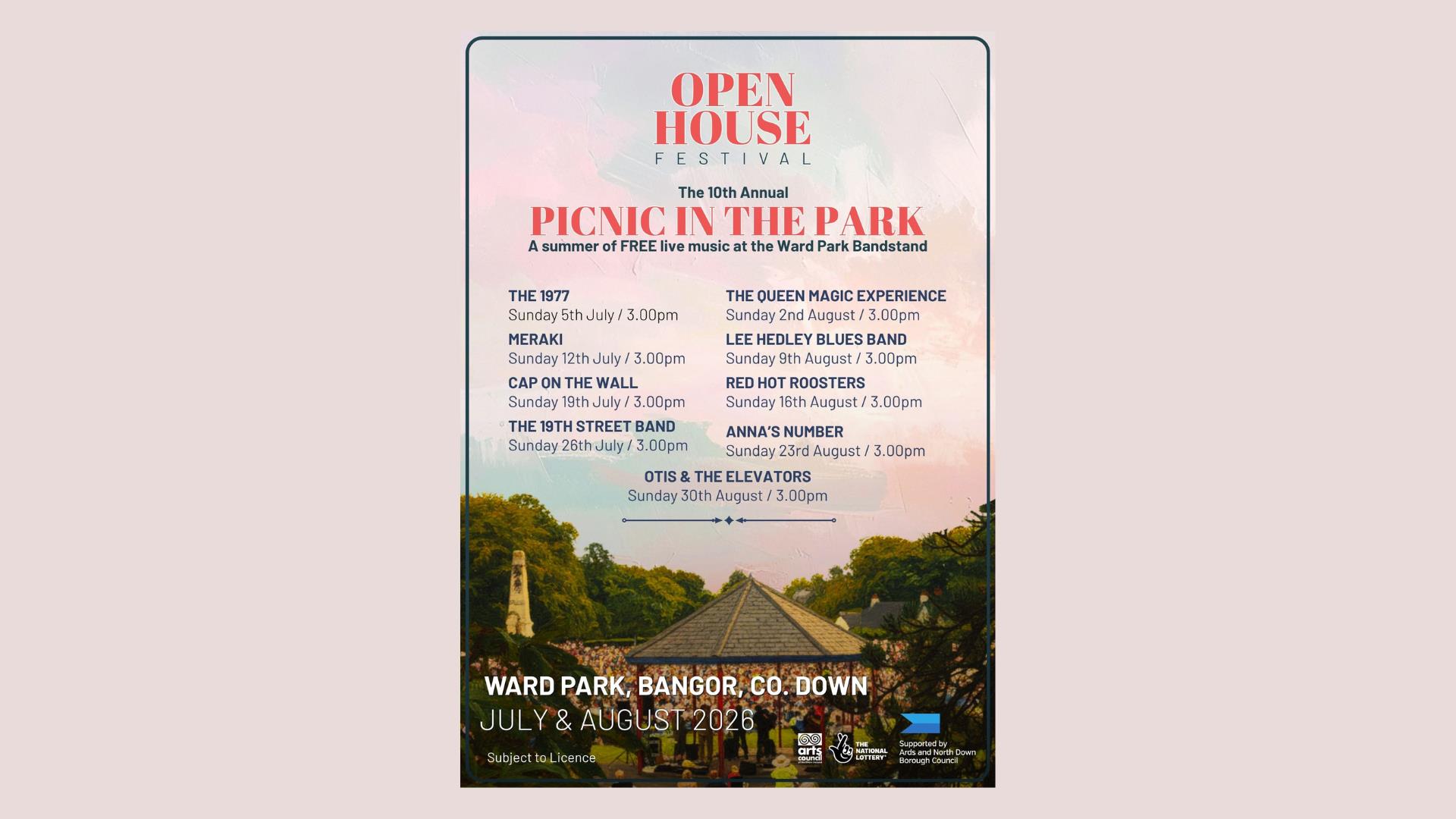 Open House Festival Picnic in the Park line up poster (Version 2)