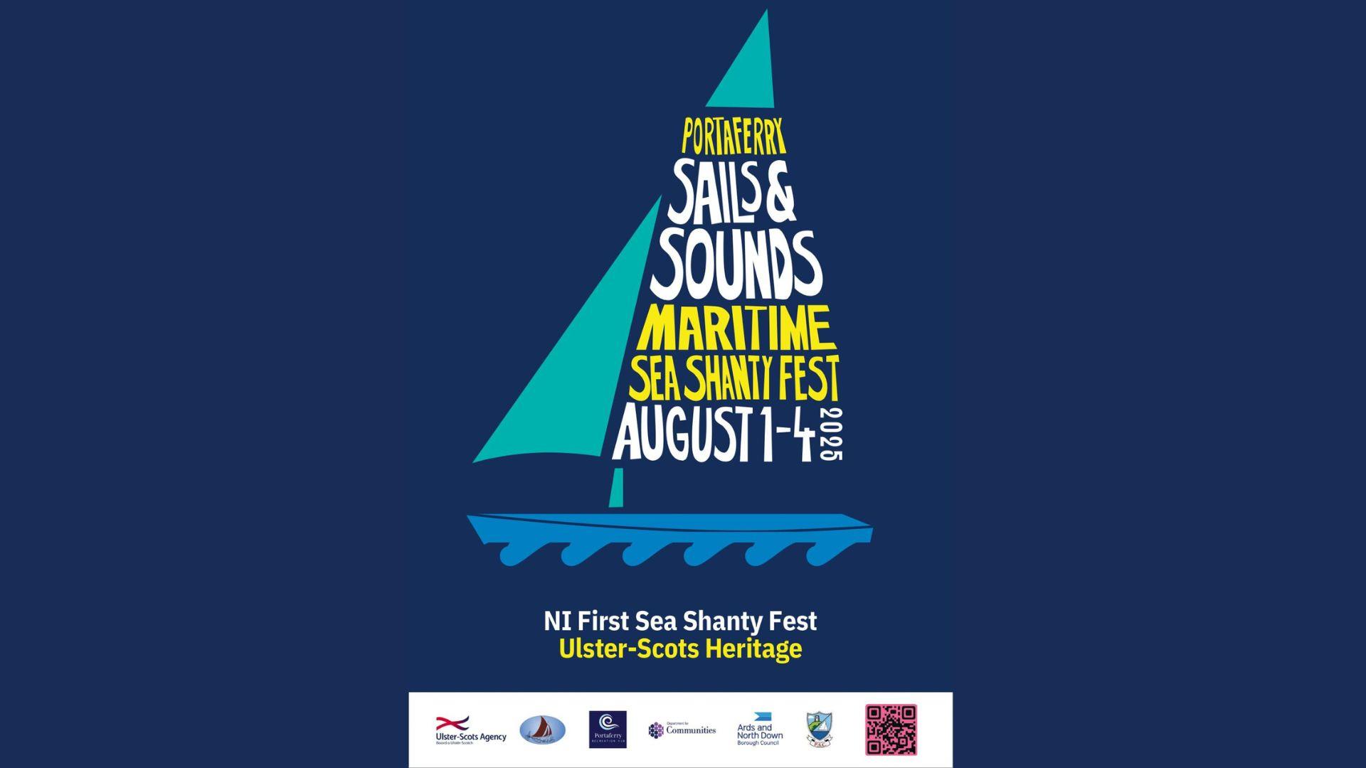 Image of Portaferry Sails and Sounds graphic with date - 1-4 August