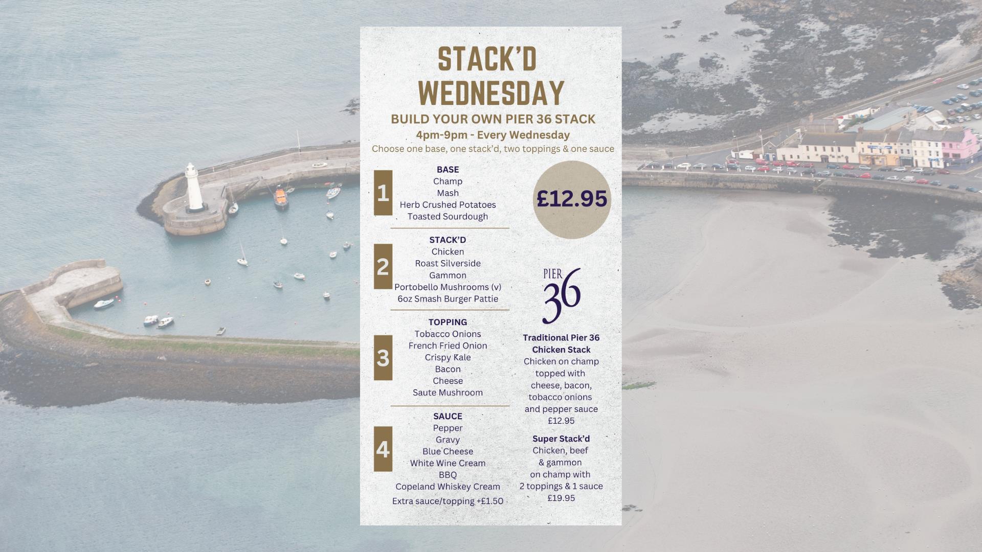 Stack'd Wednesdays menu by Pier 36
