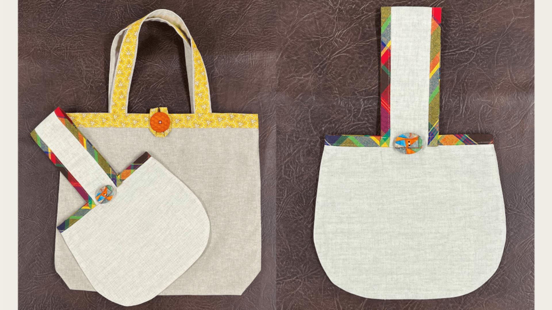 an image of the front and back of a deconstructed white linen bag