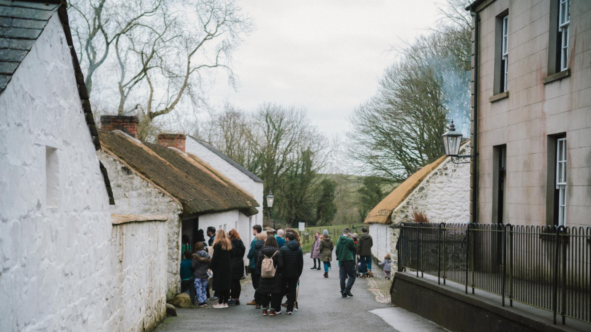 A group of visitors at the ulster folk museum