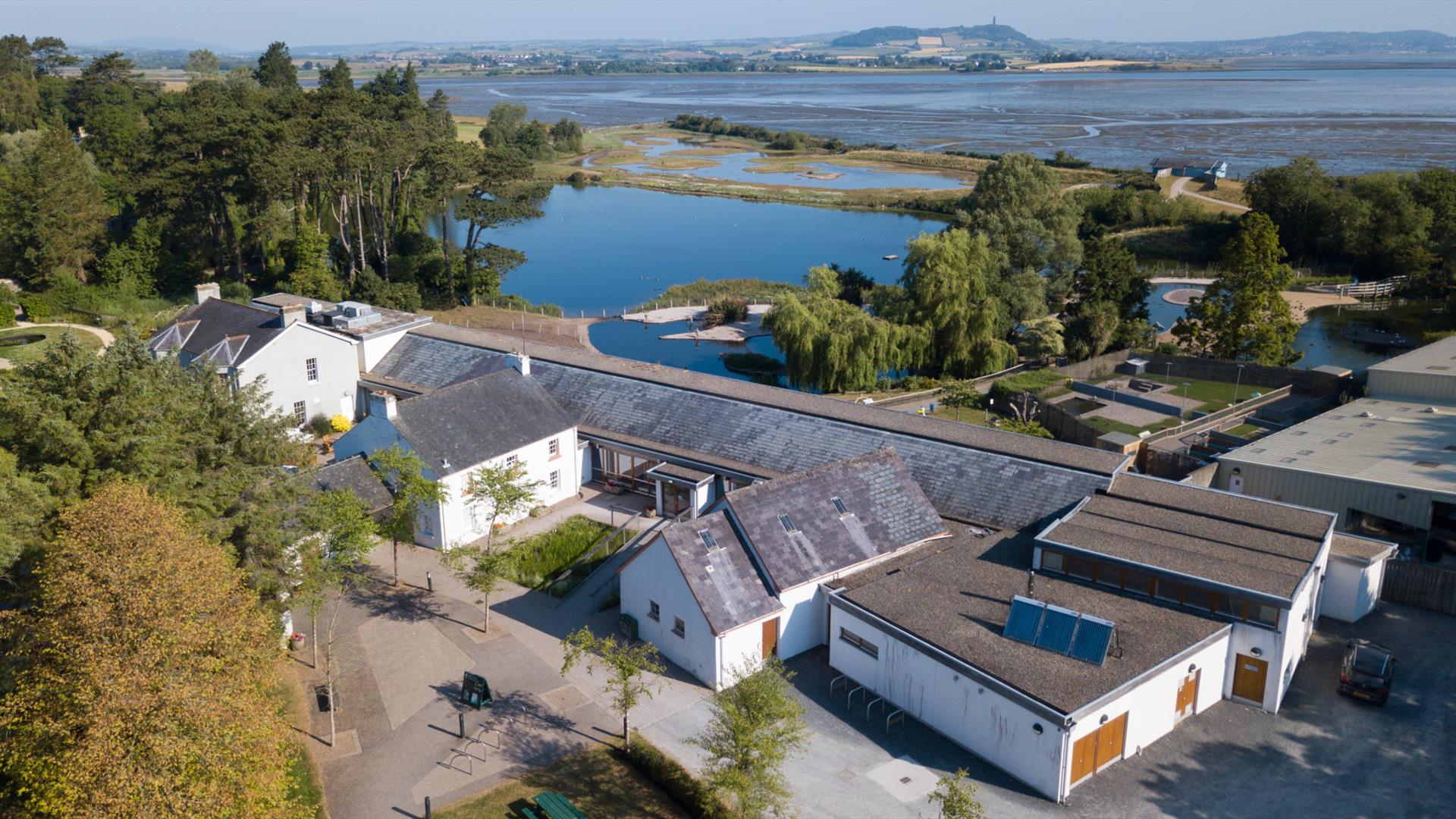 Aerial view of WWT Castle Espie wetland centre