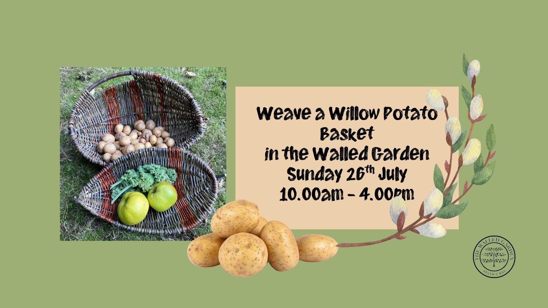 Traditional willow potato basket weaving workshop inspired by Irish heritage crafts at The Walled Garden Helen's Bay