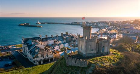 A photo of Donaghadee from above showing the Motte