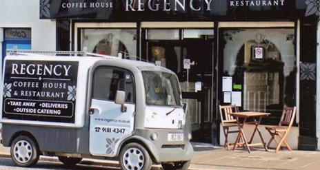 Regency Coffee House branded van sitting outside the coffee house/restaurant