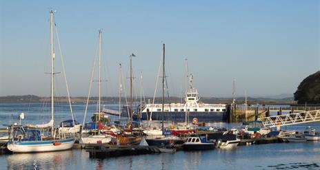 Boats moored the harbour