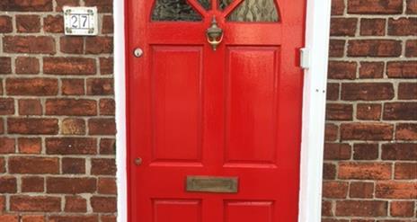 Red front door