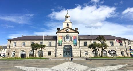 An image of Ards Arts Centre, the old Town Hall, which is the backdrop to the weekly market in Conway Square