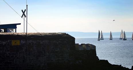 Photograph of yachts on the water of Belfast Lough from Kingsland showing