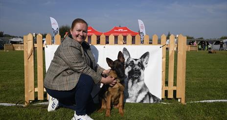 Joanne Westerhouse with her German Shepherd Dog Puppy bitch, Fiadh, just a baby Puppy at the show.