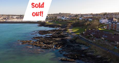 Birds eye view of Pickie towards Coastal Path with sold out note