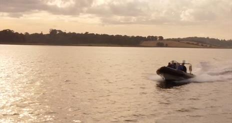 Rib on Strangford Lough at dusk