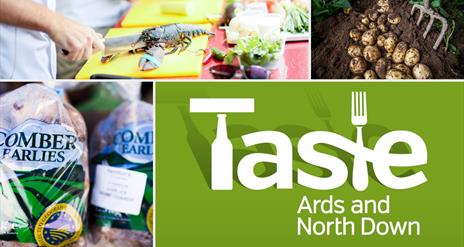 A collage of images representing Taste Summer and Comber Earlies Food Festival