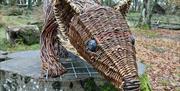 Willow sculpture of a Pine Marten