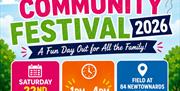Cottown Community Festival 2026 promotional image showing event details, family activities, food, traders and live entertainment.