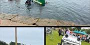 paper boat race, kids tractor run, kids pitching the sheaf