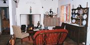 Living room area and stove